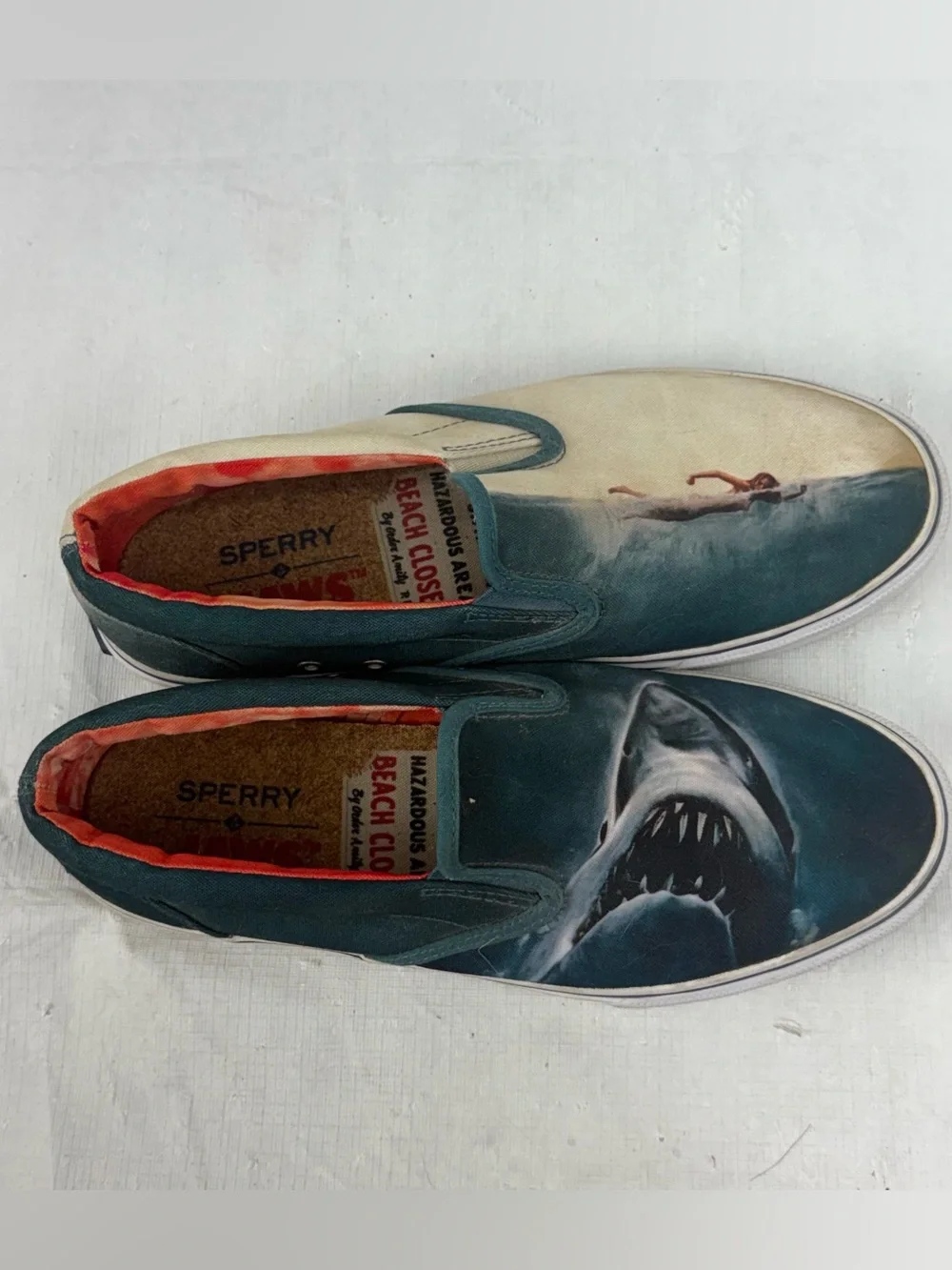 Sperry X Jaws 40th Anniversary Shark Attack Slip On Boat Shoes Men’s Size 8 M